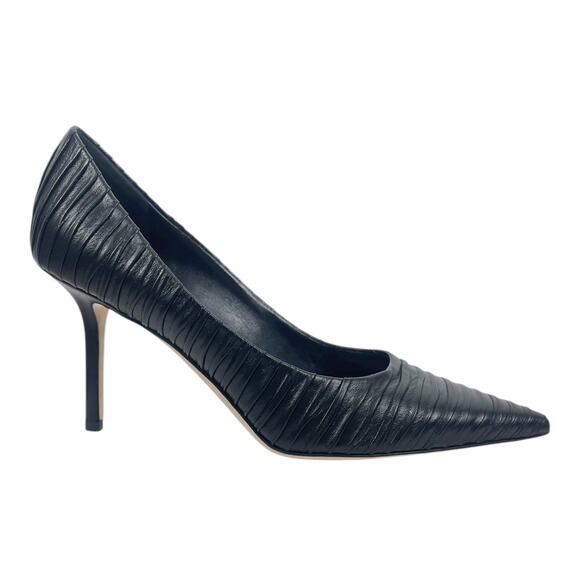 Jimmy Choo Love 85 Pleated Leather Pump Black Size 37.5 - Picture 4 of 15